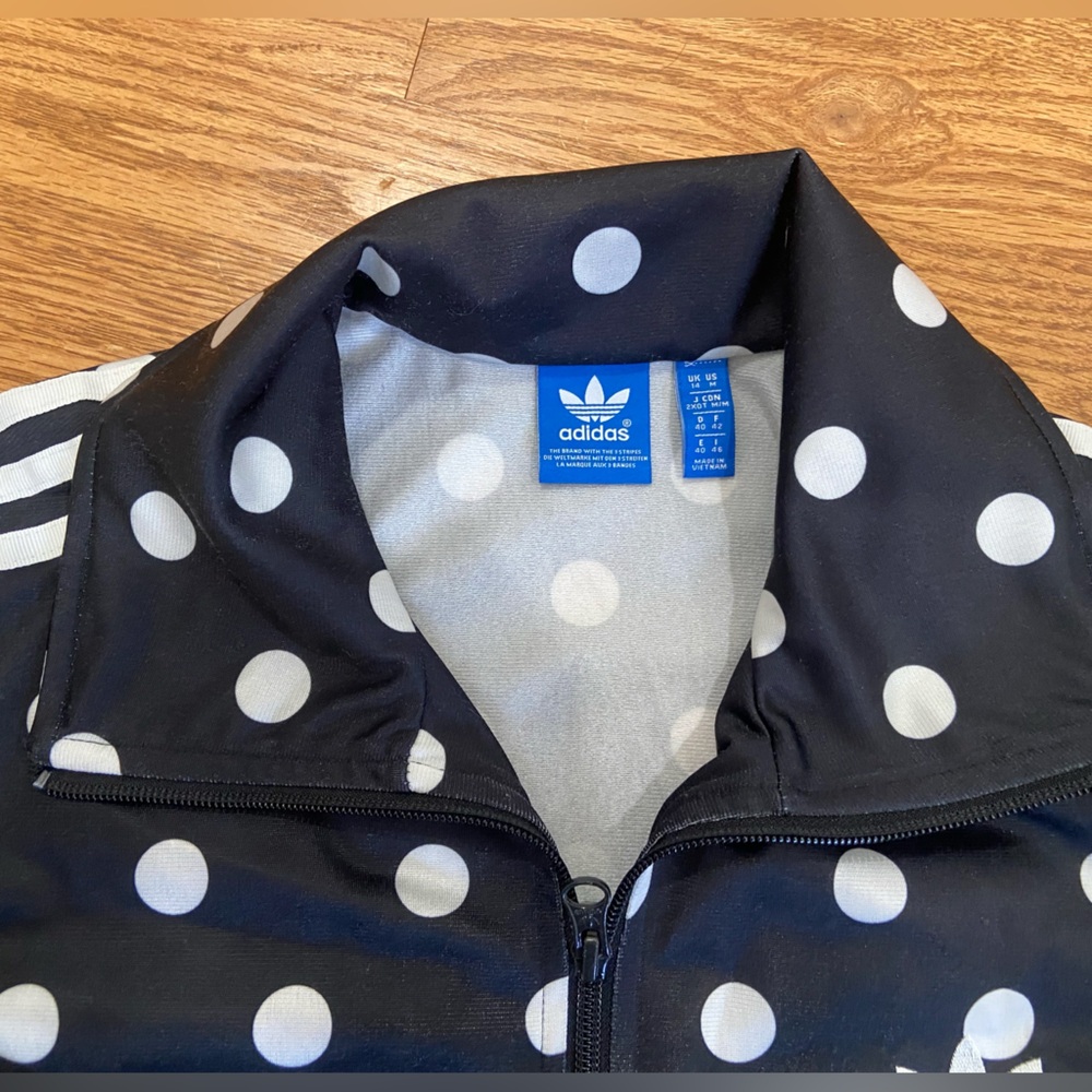 Vintage 2015 adidas firebird Black & White Polka Dot track jacket - Picture 7 of 12